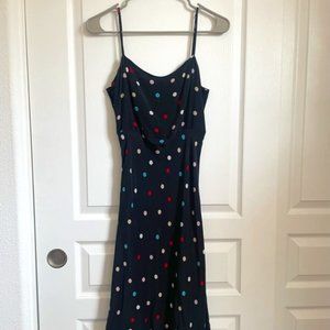 Black Polka Dot Silk Dress with shoulder straps - Size 2
